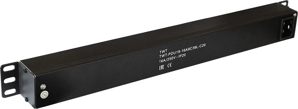 Блок распределения питания Lanmaster TWT-PDU19-16A9C39L-C20 гор.размещ. 9xC39 базовые 16A C20 — миниатюра 2