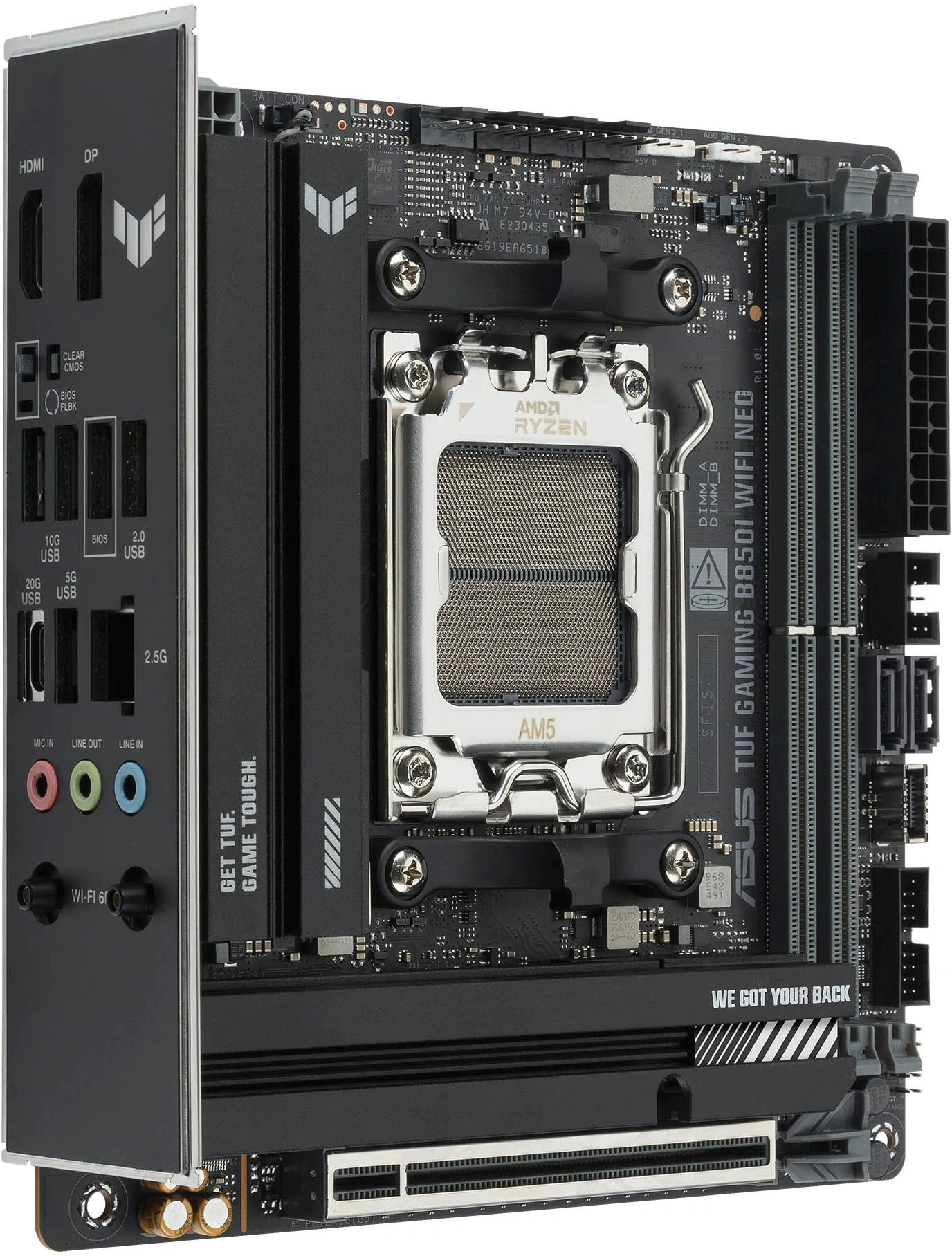 Материнская плата Asus TUF GAMING B850I WIFI NEO Socket AM5 AMD B850 2xDDR5 mini-ITX AC`97 8ch(7.1) 2.5Gg RAID+HDMI+DP — миниатюра 4