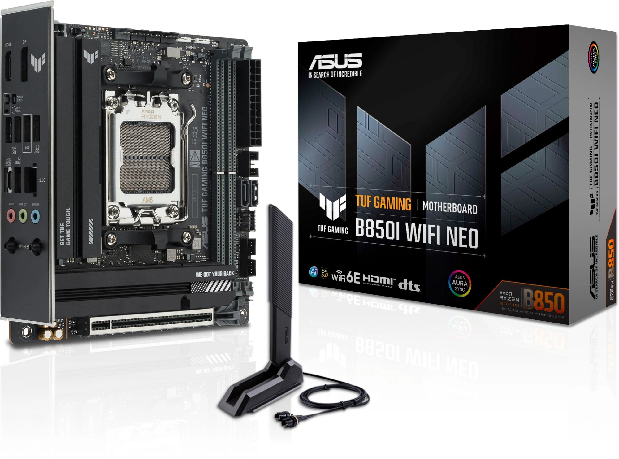 Материнская плата Asus TUF GAMING B850I WIFI NEO Socket AM5 AMD B850 2xDDR5 mini-ITX AC`97 8ch(7.1) 2.5Gg RAID+HDMI+DP — миниатюра 3