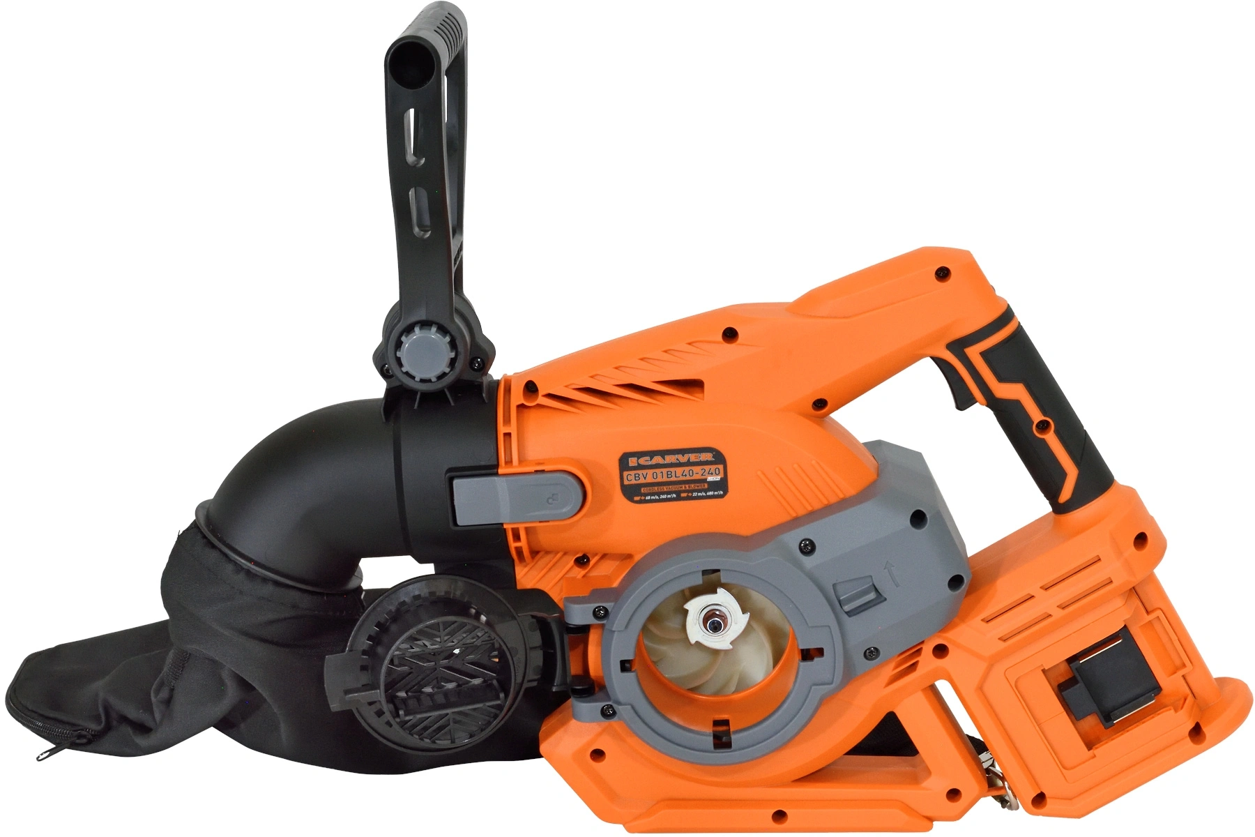 Воздуходувка-пылесос Carver СBV 01BL40-240 400Вт пит.:от аккум. оранжевый/черный — миниатюра 8