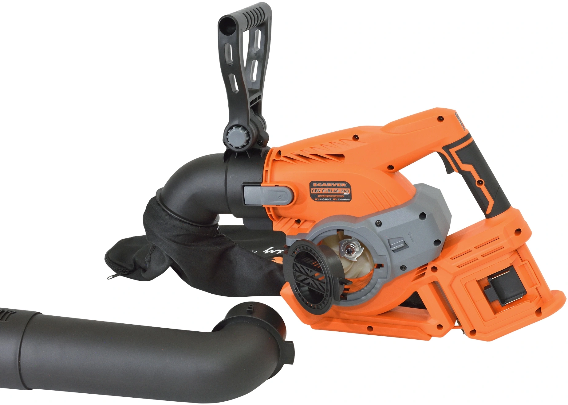 Воздуходувка-пылесос Carver СBV 01BL40-240 400Вт пит.:от аккум. оранжевый/черный — миниатюра 9