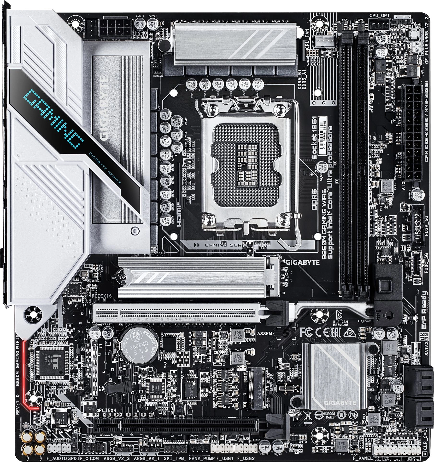 Материнская плата Gigabyte B860M GAMING WIFI6 Soc-1851 Intel B860 2xDDR5 mATX AC`97 8ch(7.1) 2.5Gg RAID+HDMI+DP — миниатюра 3