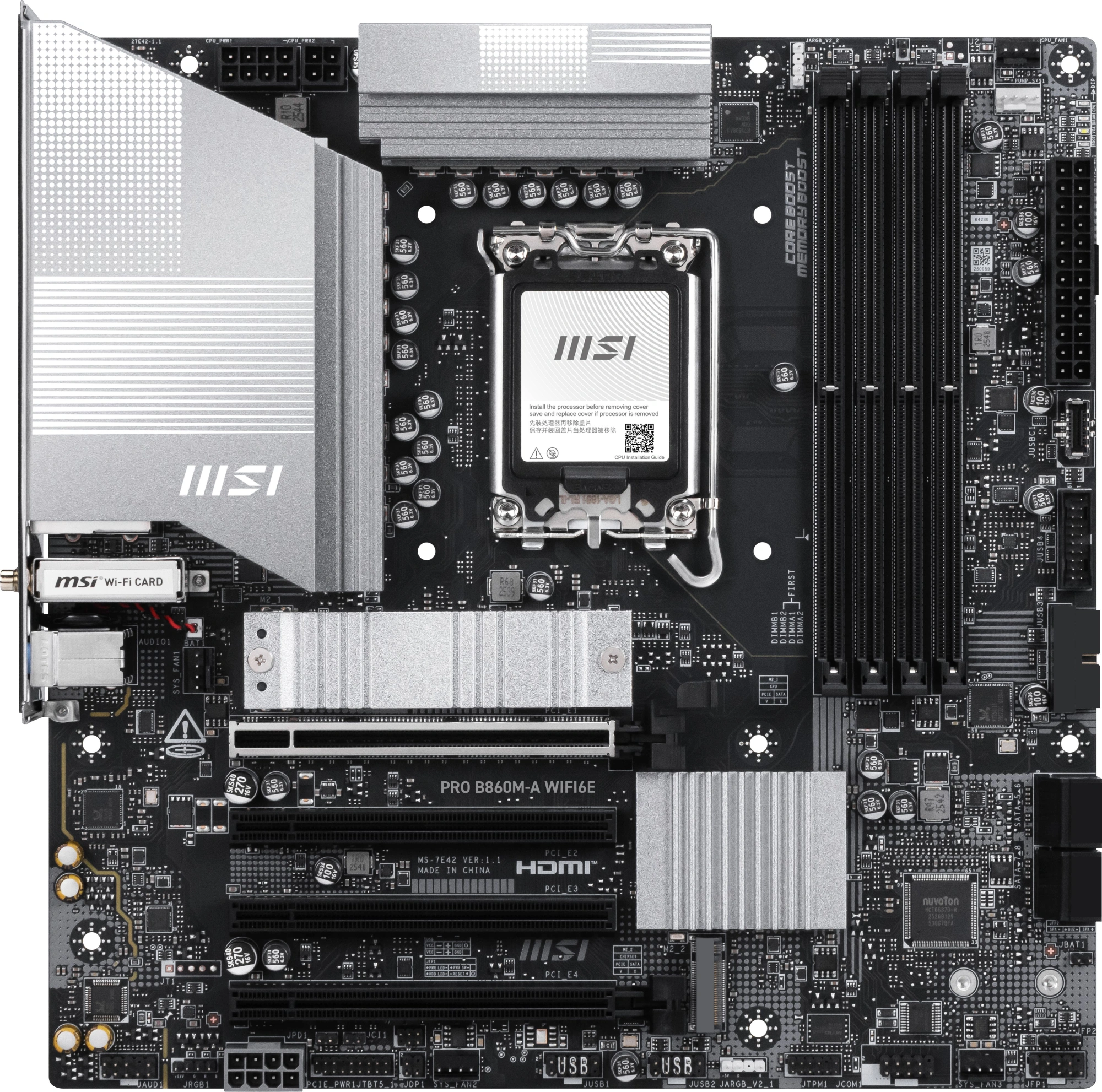Материнская плата MSI PRO B860M-A WIFI6E Soc-1851 Intel B860 mATX AC`97 8ch(7.1) 5Gigabit RAID+HDMI+DP — миниатюра 5