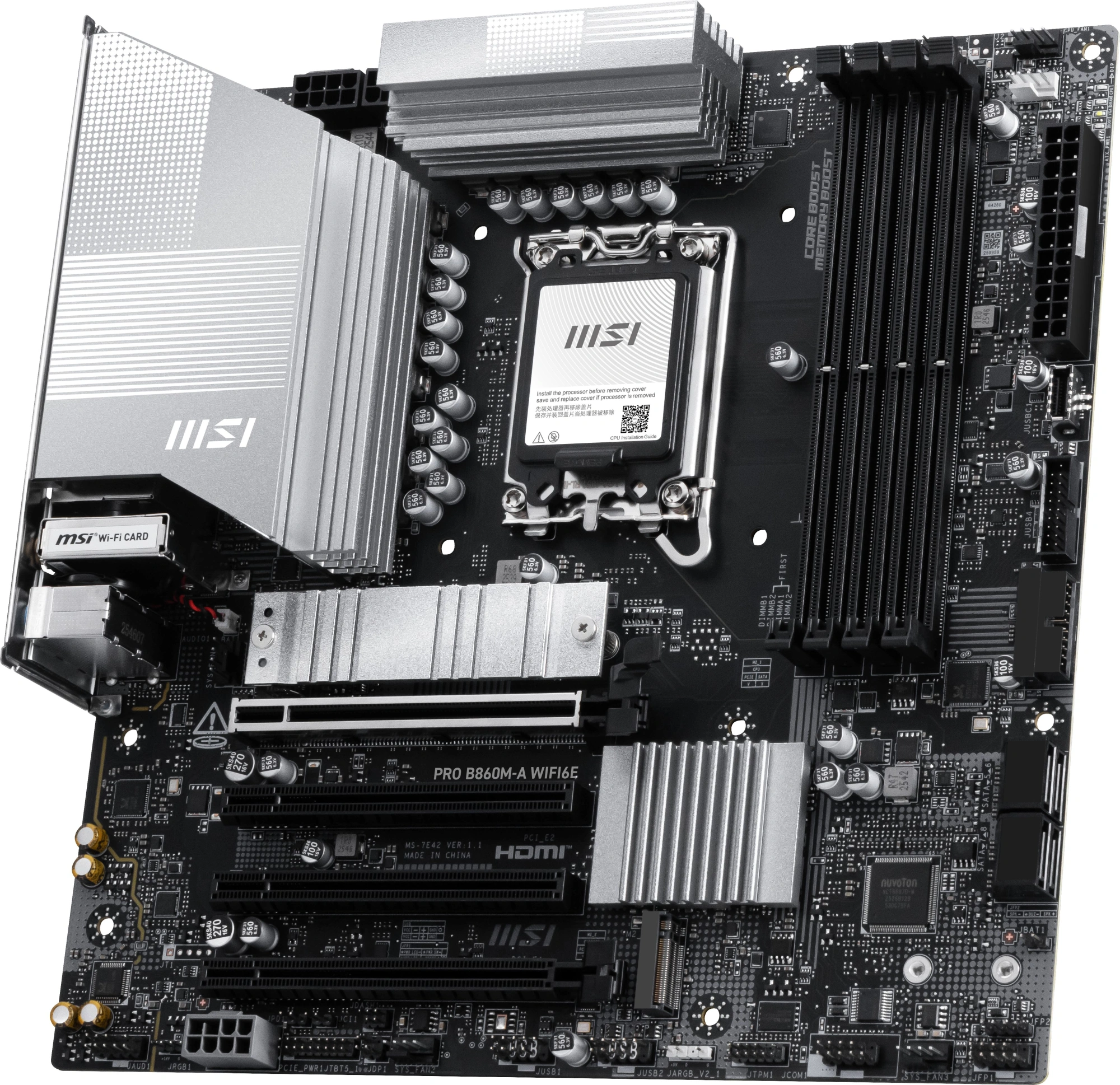 Материнская плата MSI PRO B860M-A WIFI6E Soc-1851 Intel B860 mATX AC`97 8ch(7.1) 5Gigabit RAID+HDMI+DP — миниатюра 4