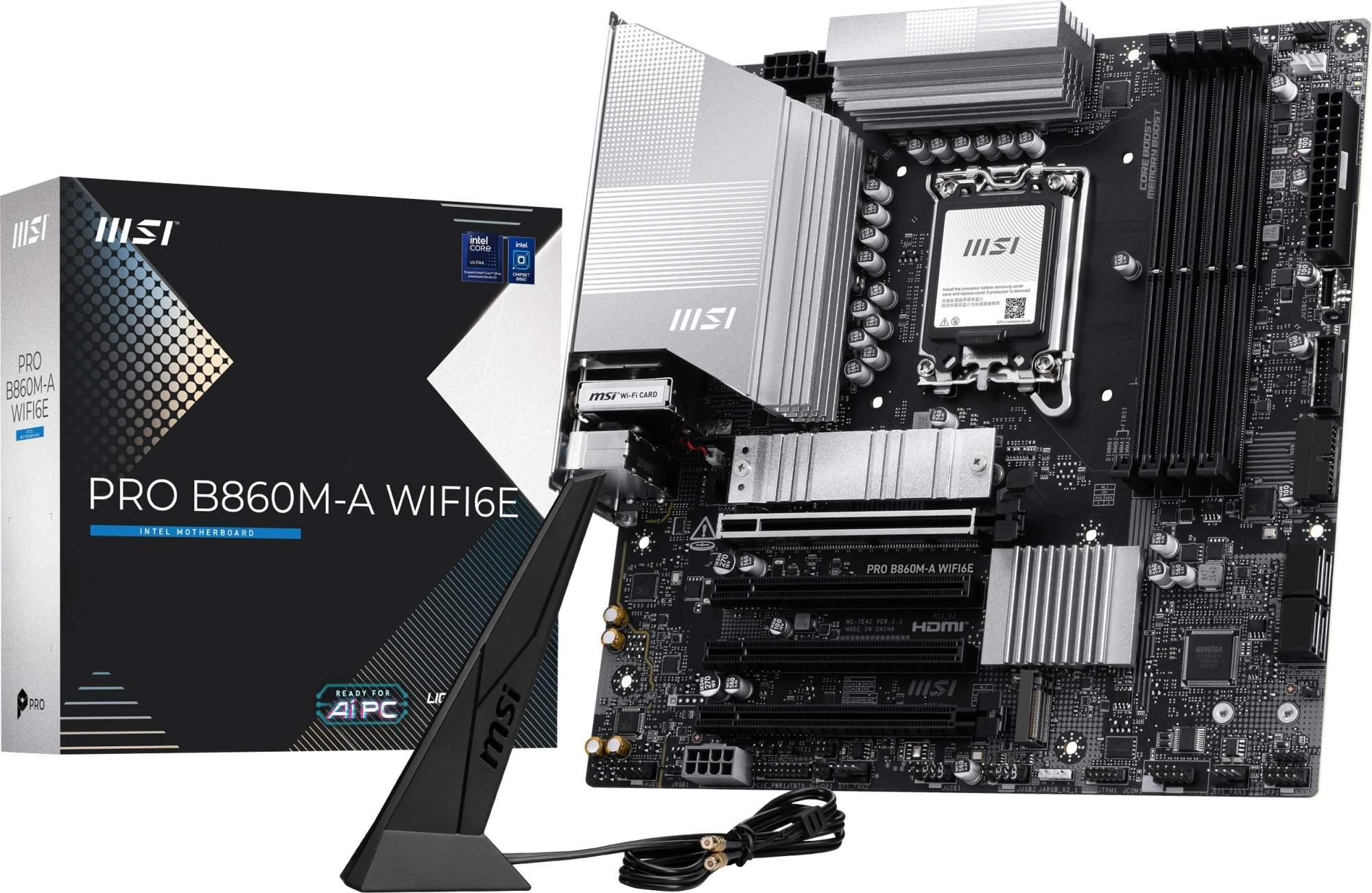 Материнская плата MSI PRO B860M-A WIFI6E Soc-1851 Intel B860 mATX AC`97 8ch(7.1) 5Gigabit RAID+HDMI+DP — миниатюра 7