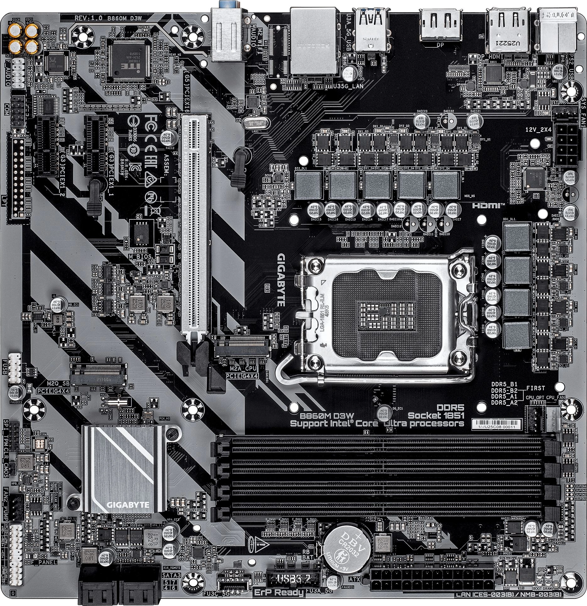 Материнская плата Gigabyte B860M D3W, LGA1851, DDR5