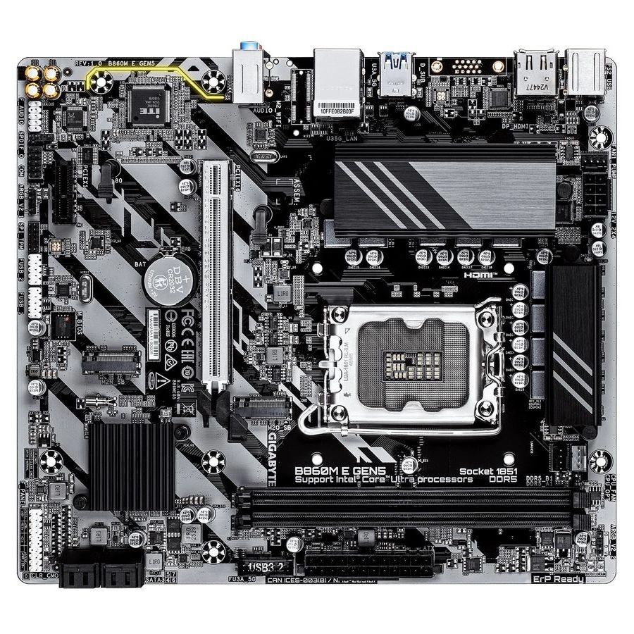 Материнская плата Gigabyte B860M E GEN5 Soc-1851 Intel B860 2xDDR5 mATX AC`97 8ch(7.1) GbLAN RAID+HDMI+DP — миниатюра 5