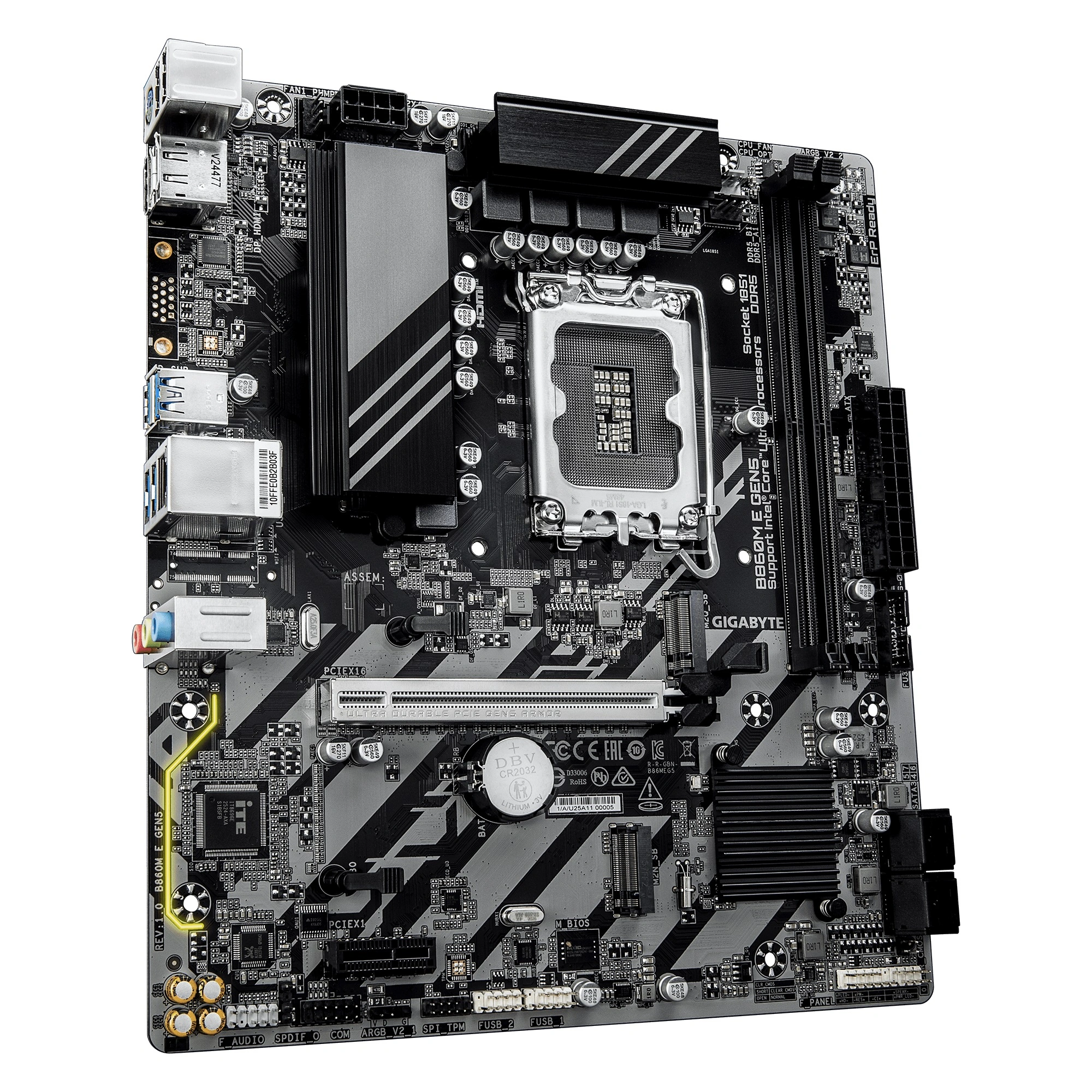 Материнская плата Gigabyte B860M E GEN5 Soc-1851 Intel B860 2xDDR5 mATX AC`97 8ch(7.1) GbLAN RAID+HDMI+DP — миниатюра 2