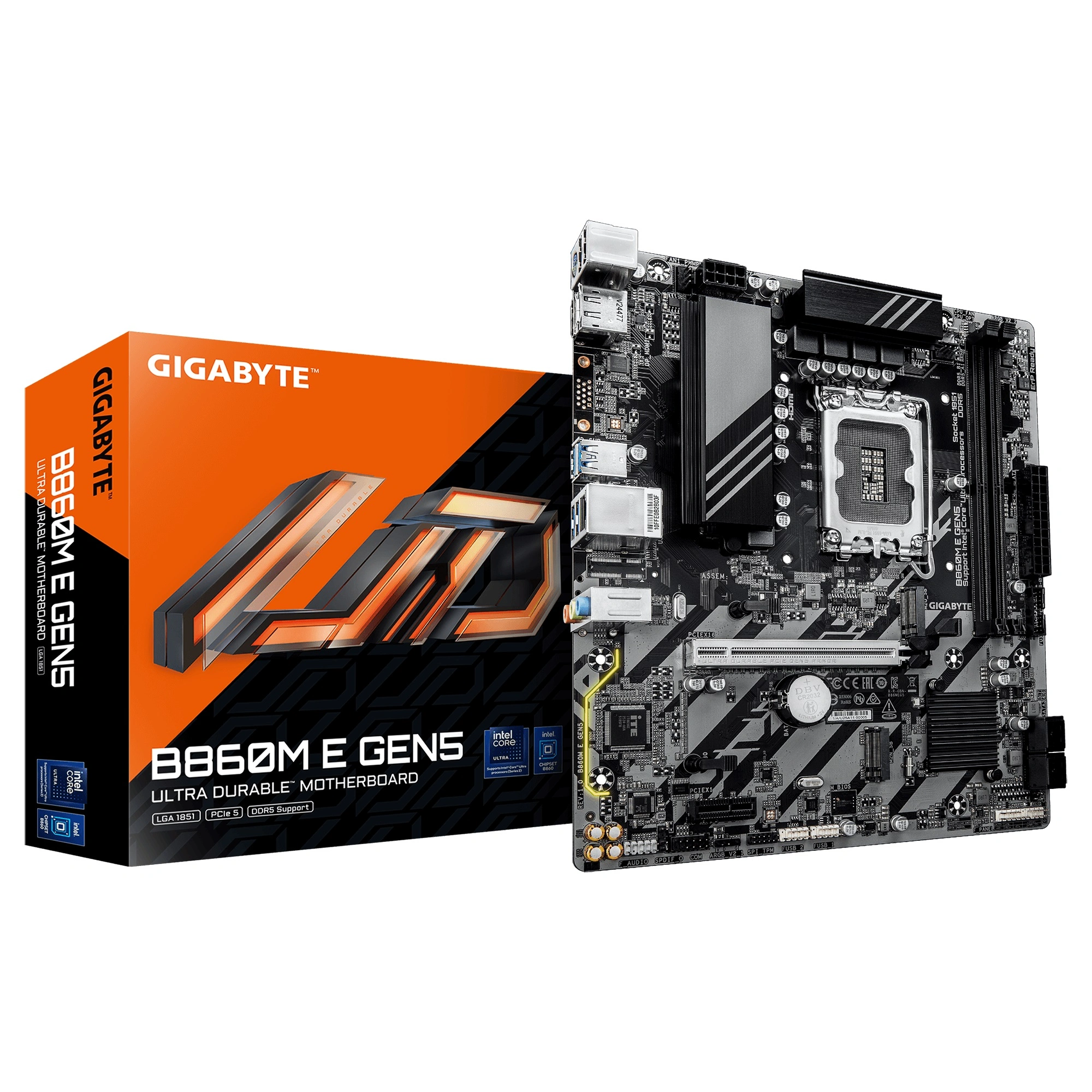 Материнская плата Gigabyte B860M E GEN5 Soc-1851 Intel B860 2xDDR5 mATX AC`97 8ch(7.1) GbLAN RAID+HDMI+DP — миниатюра 4