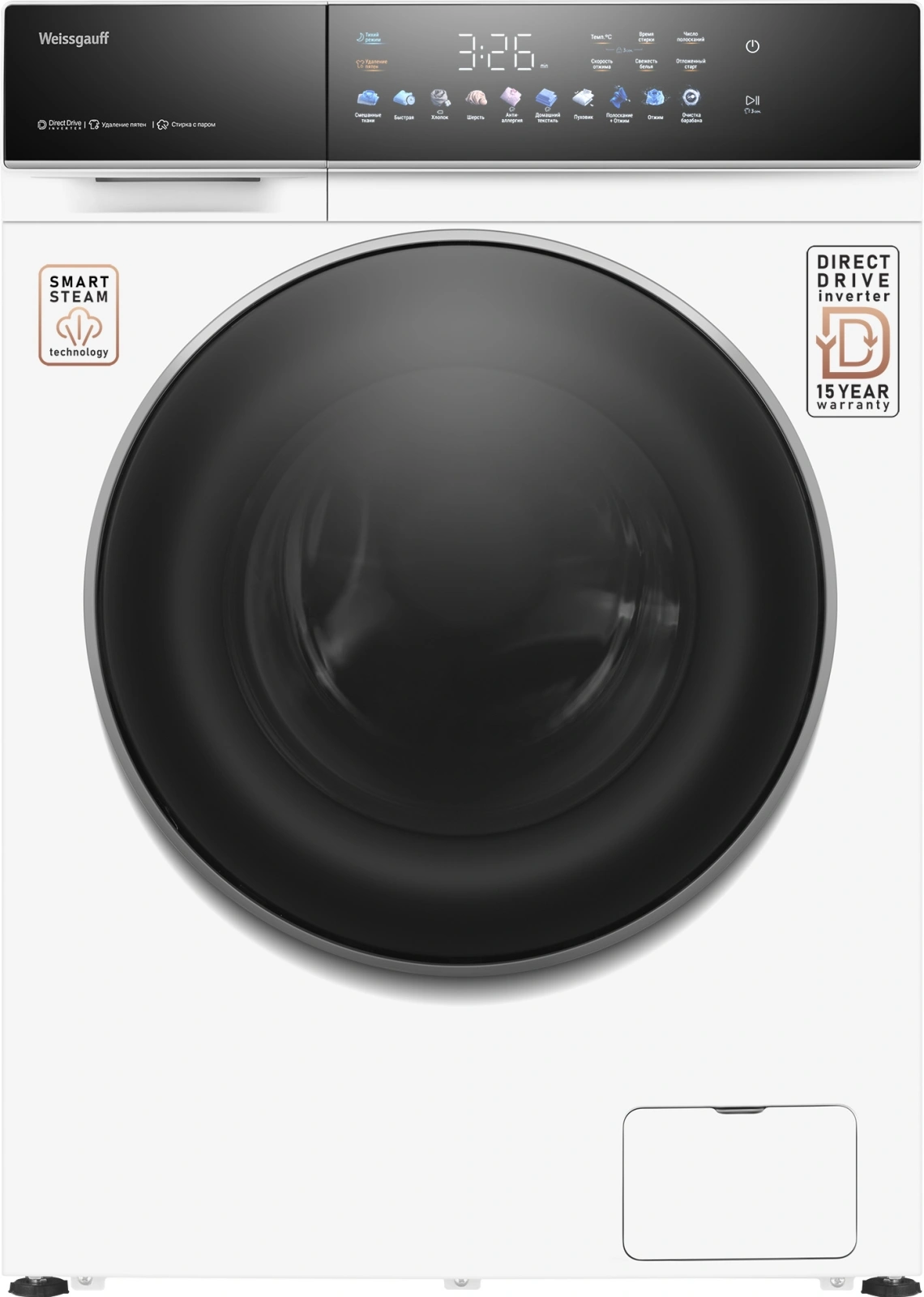 Стиральная машина Weissgauff WM 62210 Direct Drive Touch Inverter Steam класс: A+++ загр.фронтальная макс.:10.5кг белый инвертор — фото 1