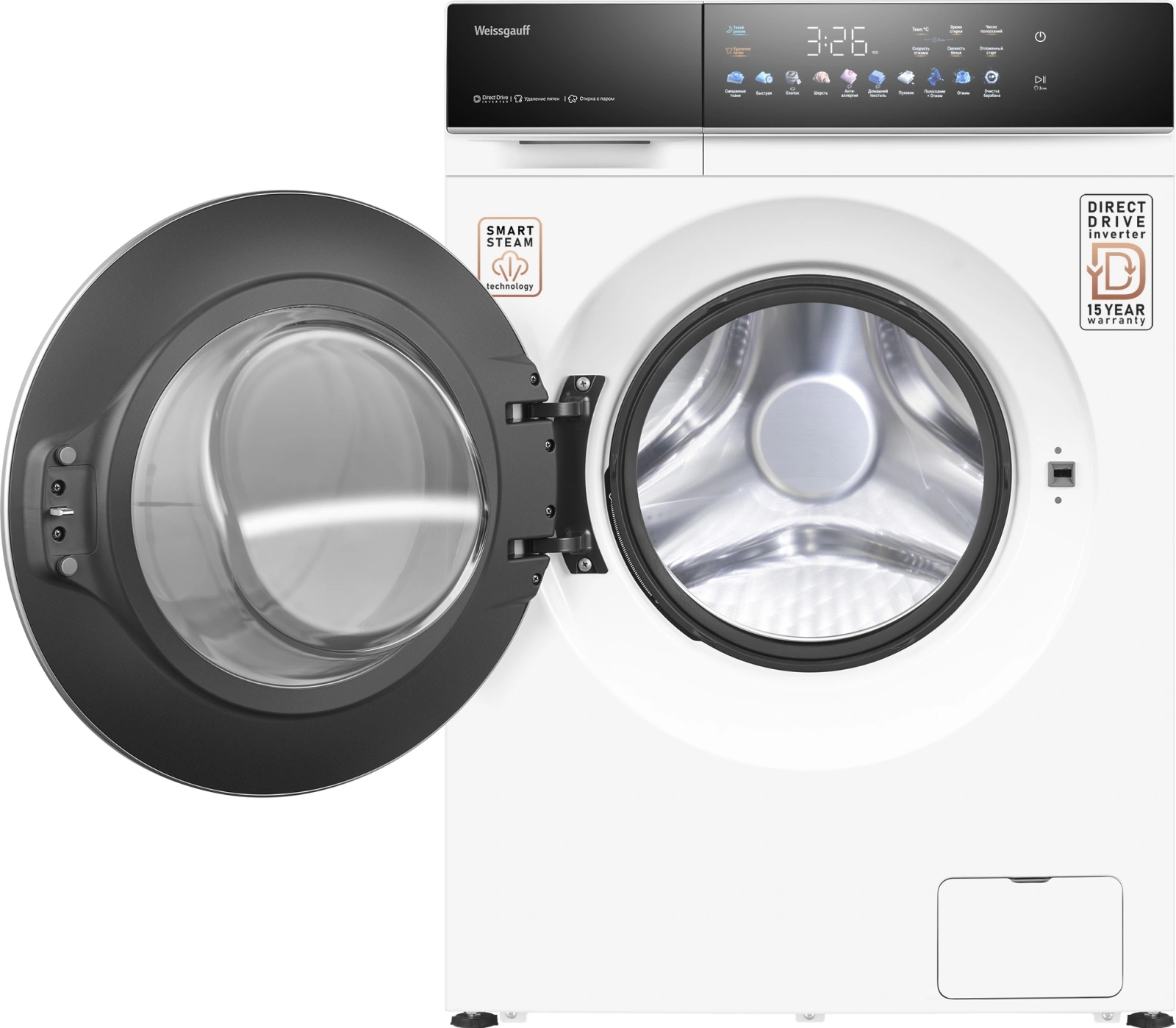 Стиральная машина Weissgauff WM 62210 Direct Drive Touch Inverter Steam класс: A+++ загр.фронтальная макс.:10.5кг белый инвертор — миниатюра 12
