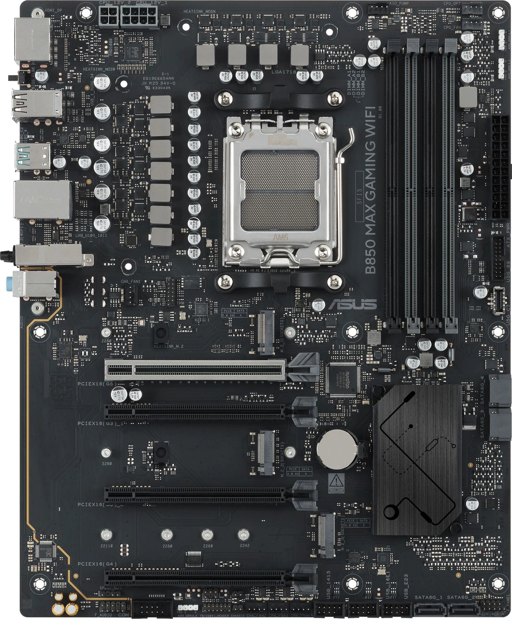 Материнская плата Asus B850 MAX GAMING WIFI Socket AM5 AMD B850 ATX AC`97 8ch(7.1) 2.5Gg RAID+HDMI+DP — миниатюра 9