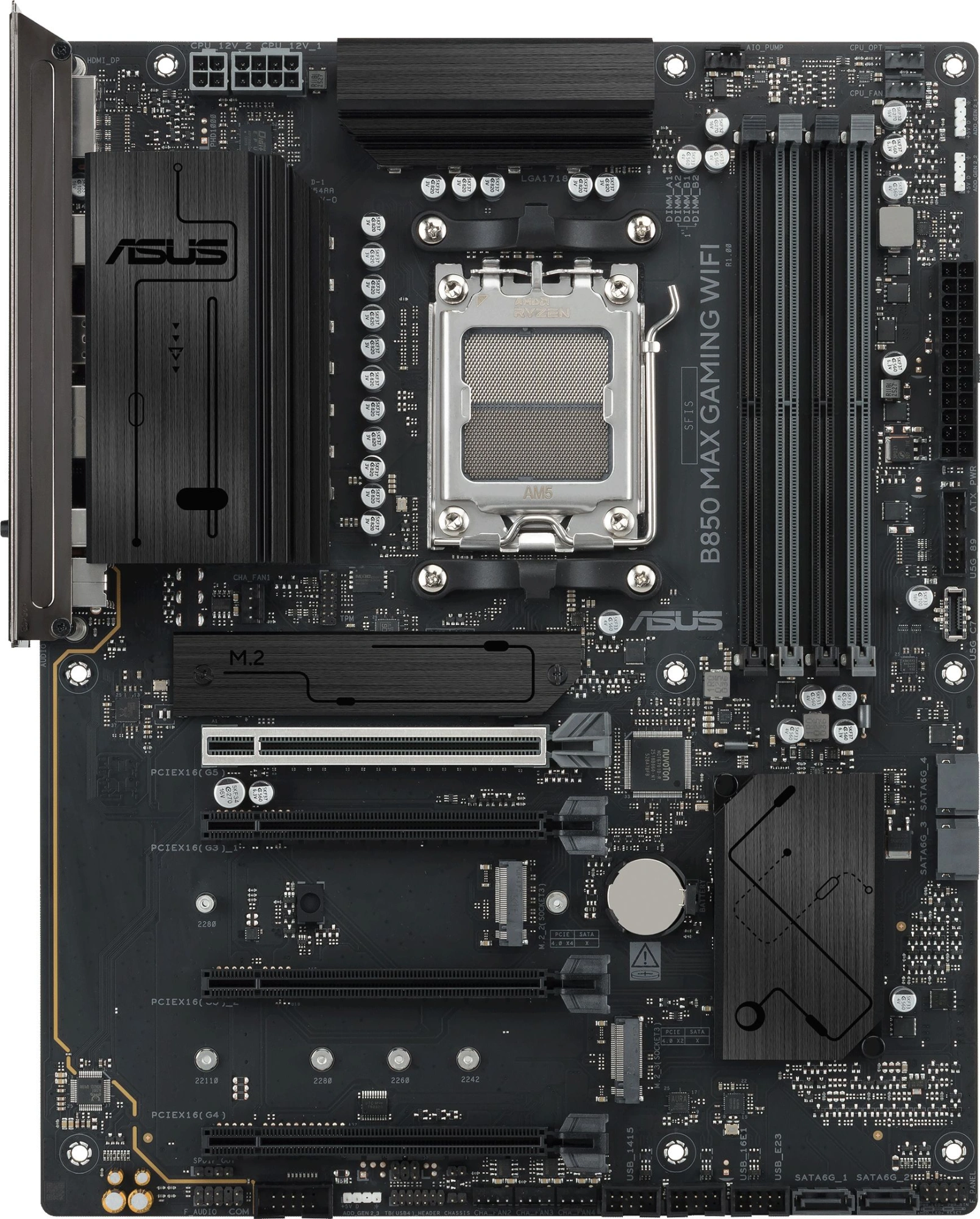 Материнская плата Asus B850 MAX GAMING WIFI Socket AM5 AMD B850 ATX AC`97 8ch(7.1) 2.5Gg RAID+HDMI+DP — миниатюра 3