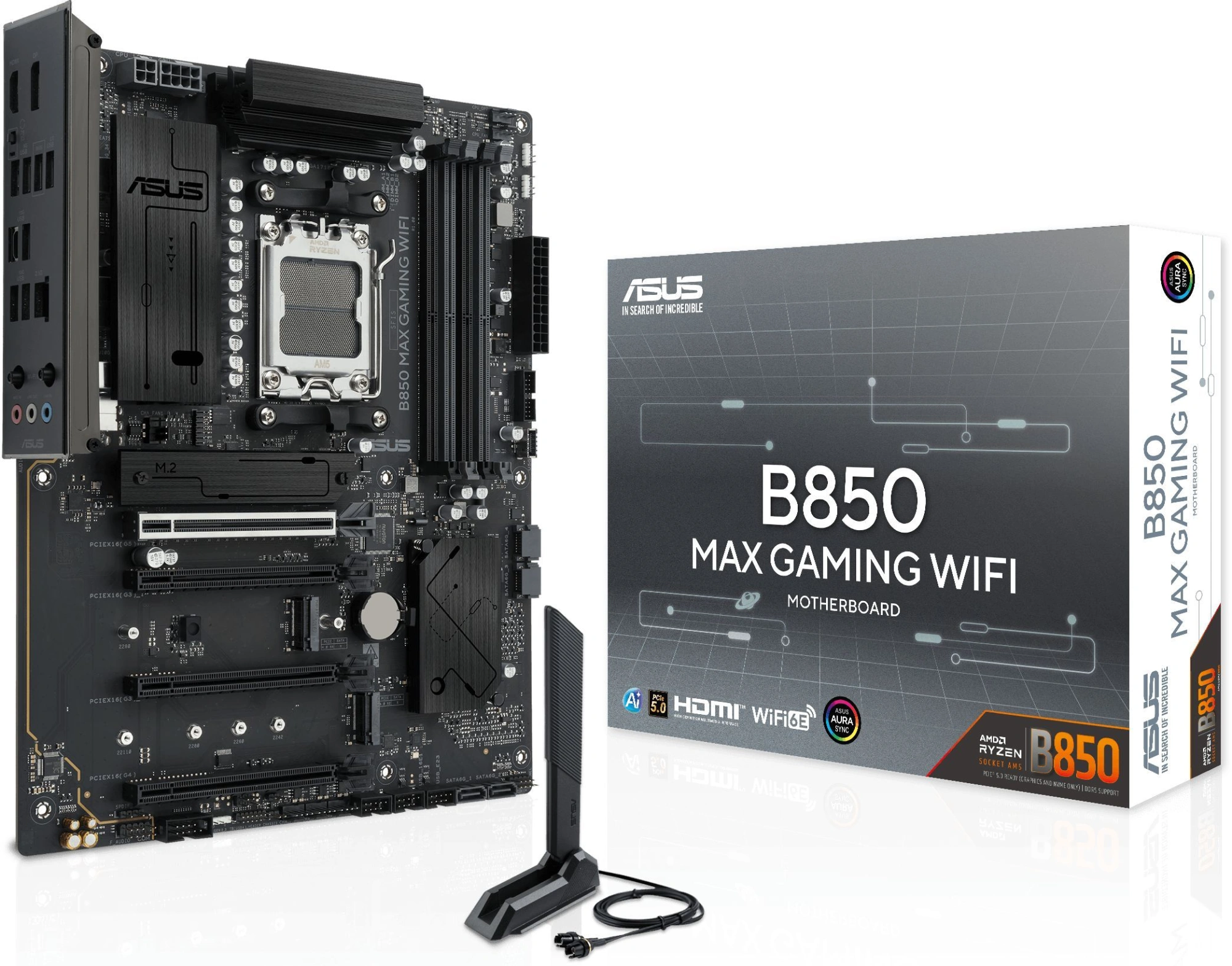 Материнская плата Asus B850 MAX GAMING WIFI Socket AM5 AMD B850 ATX AC`97 8ch(7.1) 2.5Gg RAID+HDMI+DP — миниатюра 2