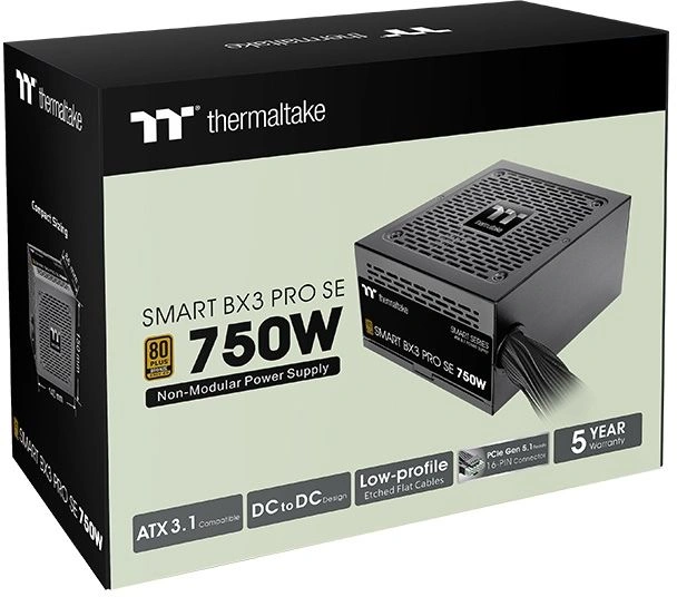 Блок питания Thermaltake ATX 750W Smart BX3 Pro SE Gen.5 80+ bronze (20+4pin) APFC 120mm fan 4xSATA RTL — миниатюра 7