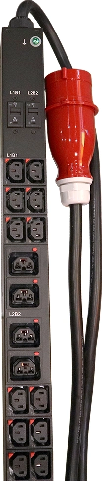 Блок распределения питания Lanmaster LAN-PDUVG332C-36L12Z-03BK верт.размещ. 36xC13 12xC39 с мониторингом 3x32A IEC 309 3м — миниатюра 2
