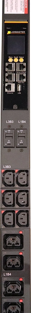 Блок распределения питания Lanmaster LAN-PDUVG332C-36L12Z-03BK верт.размещ. 36xC13 12xC39 с мониторингом 3x32A IEC 309 3м — миниатюра 3