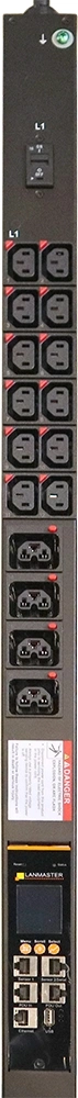 Блок распределения питания Lanmaster LAN-PDUVM316C-36L12Z-03BK верт.размещ. 36xC13 12xC39 с пофазным измерением энергии 3x16A IEC 309 3м — миниатюра 2