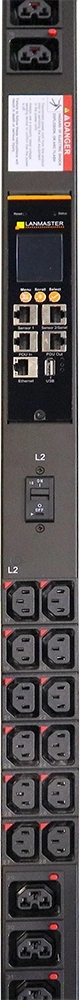Блок распределения питания Lanmaster LAN-PDUVM316C-36L12Z-03BK верт.размещ. 36xC13 12xC39 с пофазным измерением энергии 3x16A IEC 309 3м — миниатюра 3