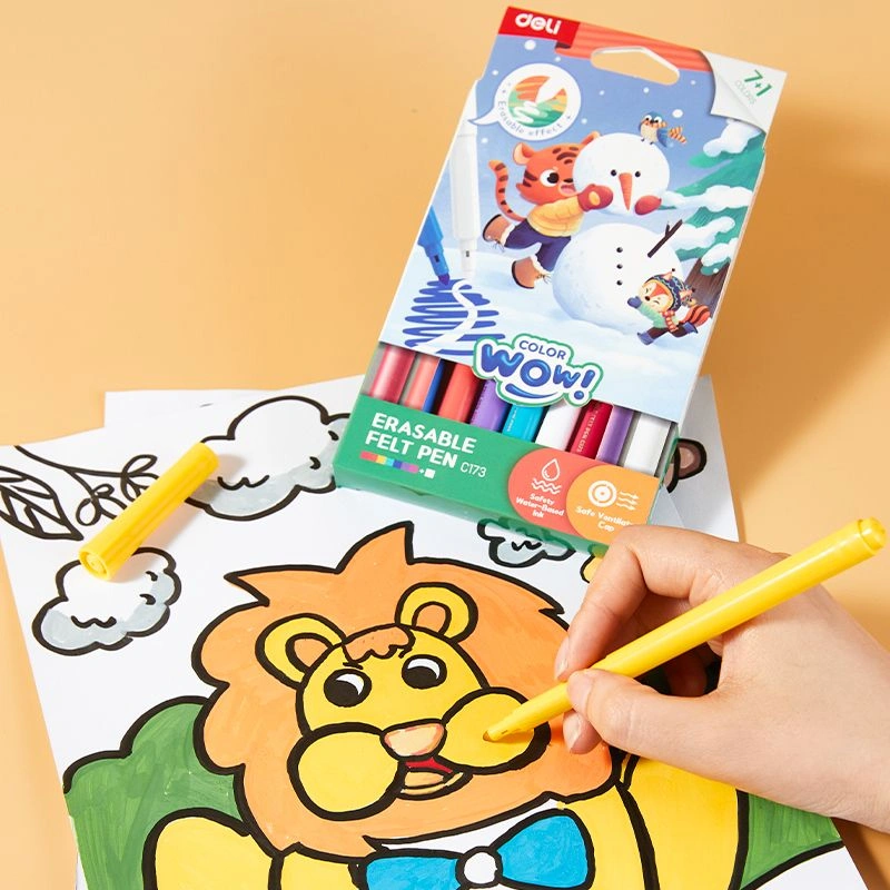 Фломастеры Deli EC173 Colorwow круг. Вентилируемый стираемые 8цв. — миниатюра 5