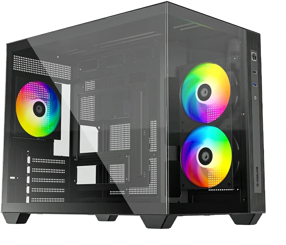 Корпус ID-Cooling View 500 черный без БП mATX 9x120mm 1xUSB2.0 1xUSB3.0 audio bott PSU — фото 1