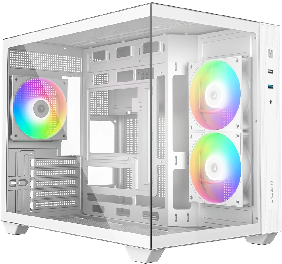 Корпус ID-Cooling View 500 белый без БП mATX 9x120mm 1xUSB2.0 1xUSB3.0 audio bott PSU — фото 1