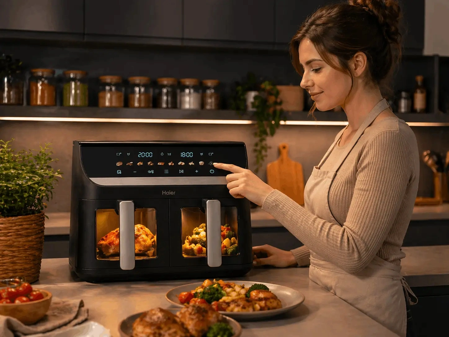 Аэрогриль Haier HAF-702 5.5л 2300Вт черный (FZ03Q9M01RU) — миниатюра 8
