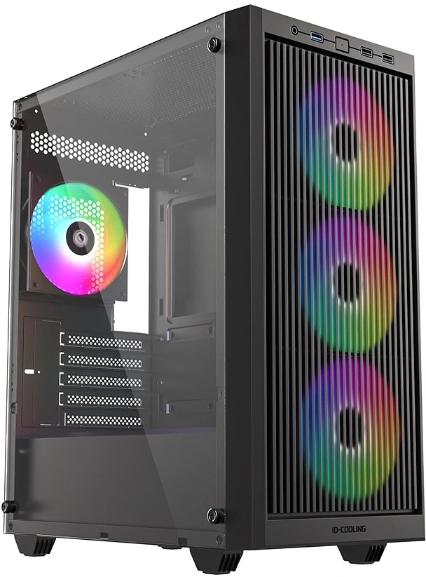 Корпус ID-Cooling Ware 300 черный без БП mATX 6x120mm 2xUSB2.0 1xUSB3.0 audio bott PSU — фото 1