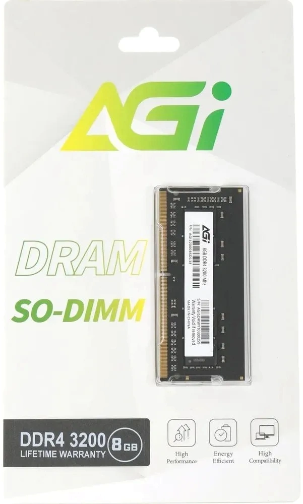 Память DDR4 8GB 3200MHz AGi AGI320008SD138-ST SD138 Tray PC4-25600 CL22 SO-DIMM 260-pin 1.2В Tray — миниатюра 2
