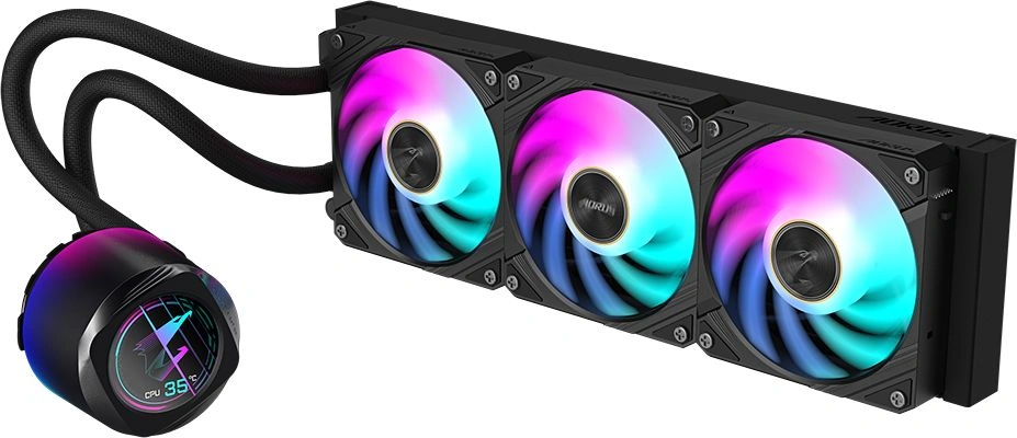 Система водяного охлаждения Gigabyte Aorus Waterforce X II 360 ARGB Soc-TR4/sTR5/AM5/AM4/1200/1700/1851 черный 4-pin 12-37.5dB Al LCD Ret (GP-AORUS WATERFORCE X II 360) — фото 1