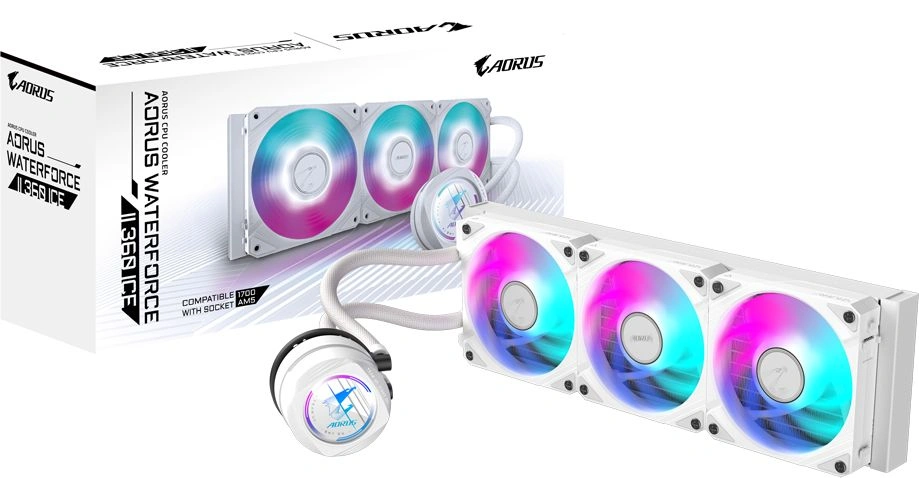 Система водяного охлаждения Gigabyte Aorus Waterforce II 360I ARGB Soc-AM5/AM4/1200/1700/1851 белый 4-pin 12.8-36.9dB Al Ret (GP-AORUS WATERFORCE II 360I) — миниатюра 5