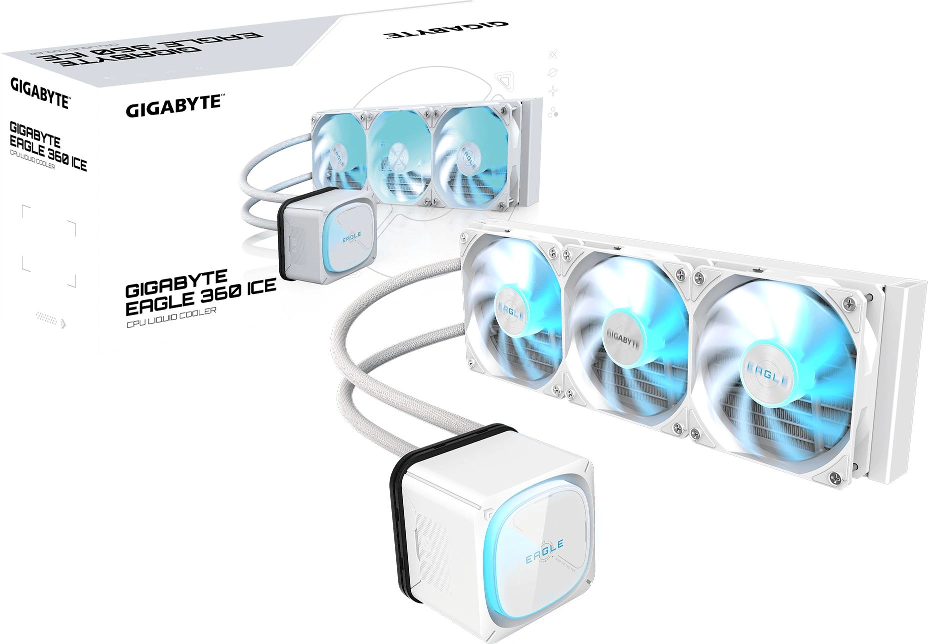 Система водяного охлаждения Gigabyte Eagle 360 ICE ARGB Soc-AM5/AM4/1200/1700/1851 белый 4-pin 13-37.6dB Al Ret (GP-GIGABYTE EAGLE 360I) — миниатюра 5