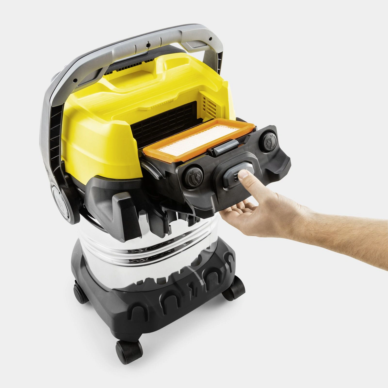 Строительный пылесос Karcher WD 7 Control P S 30/6/35/T 1400Вт (уборка: сухая/сбор воды/выдув) желтый — миниатюра 3