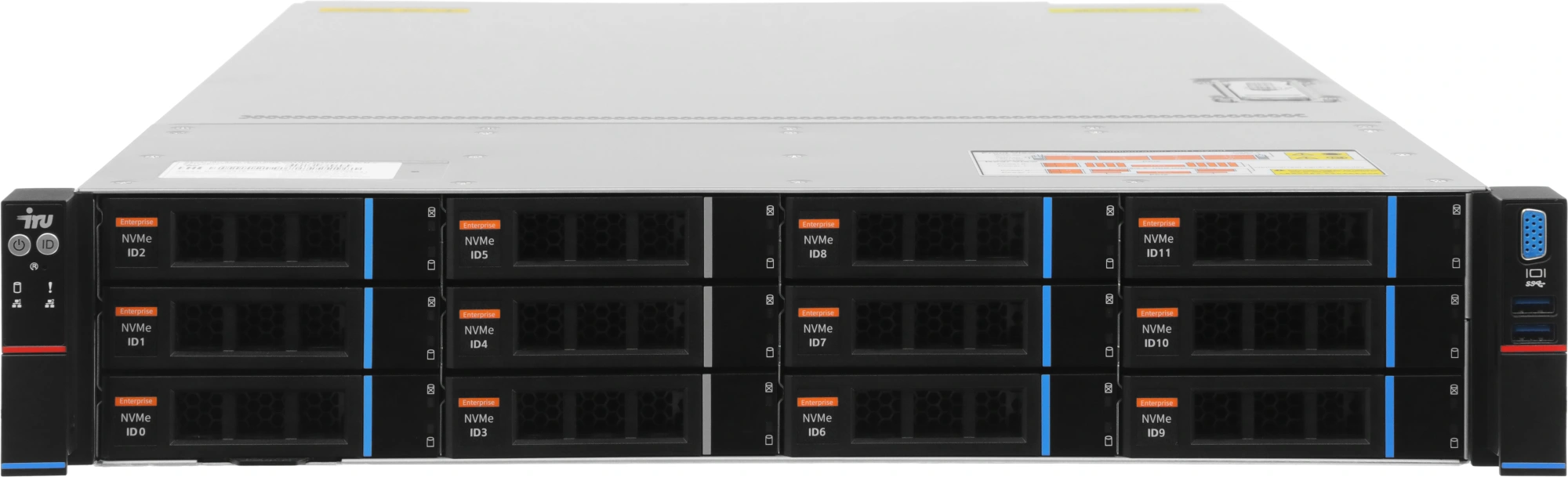Сервер IRU Rock g2212ig5 2x4410T 2x32Gb 2x480Gb 2.5" SSD SATA 9361-8I AST2600 2xGigEth 2x1600W w/o OS (2198697) — миниатюра 2