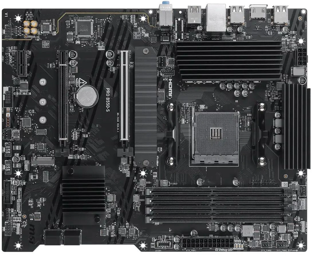 Материнская плата MSI PRO B550-S Soc-AM4 AMD B550 4xDDR4 ATX AC`97 8ch(7.1) GbLAN RAID+HDMI — фото 1