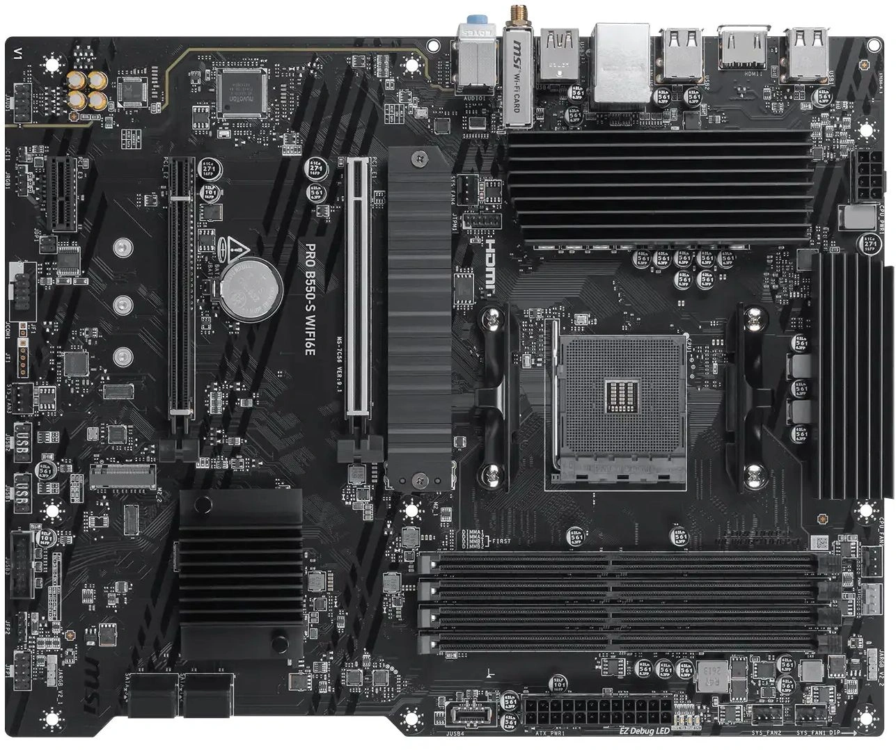 Материнская плата MSI PRO B550-S WIFI6E Soc-AM4 AMD B550 4xDDR4 ATX AC`97 8ch(7.1) GbLAN RAID+HDMI — фото 1