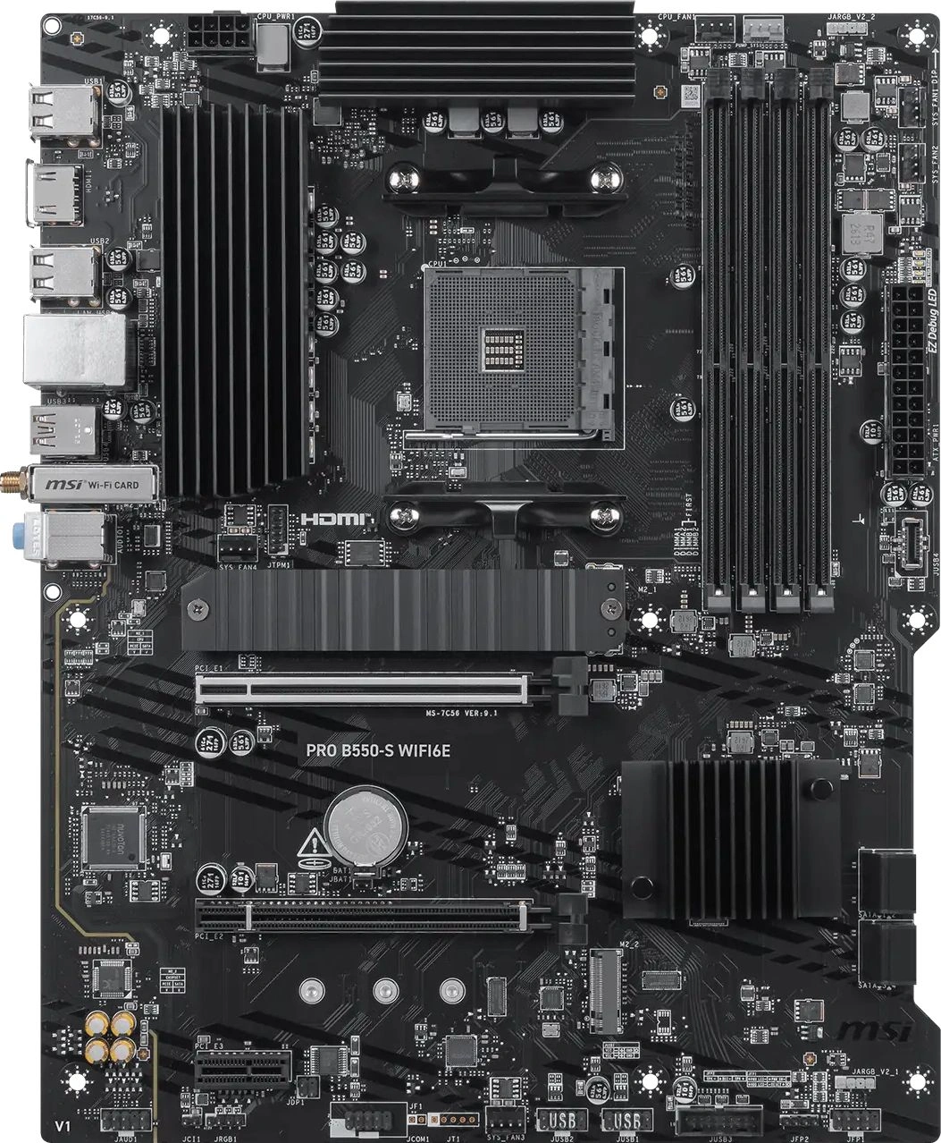 Материнская плата MSI PRO B550-S WIFI6E Soc-AM4 AMD B550 4xDDR4 ATX AC`97 8ch(7.1) GbLAN RAID+HDMI — миниатюра 2