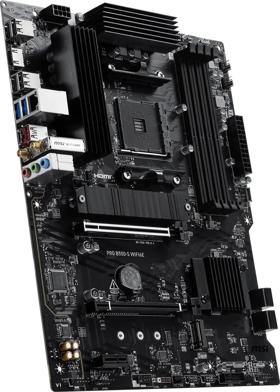 Материнская плата MSI PRO B550-S WIFI6E Soc-AM4 AMD B550 4xDDR4 ATX AC`97 8ch(7.1) GbLAN RAID+HDMI — миниатюра 4