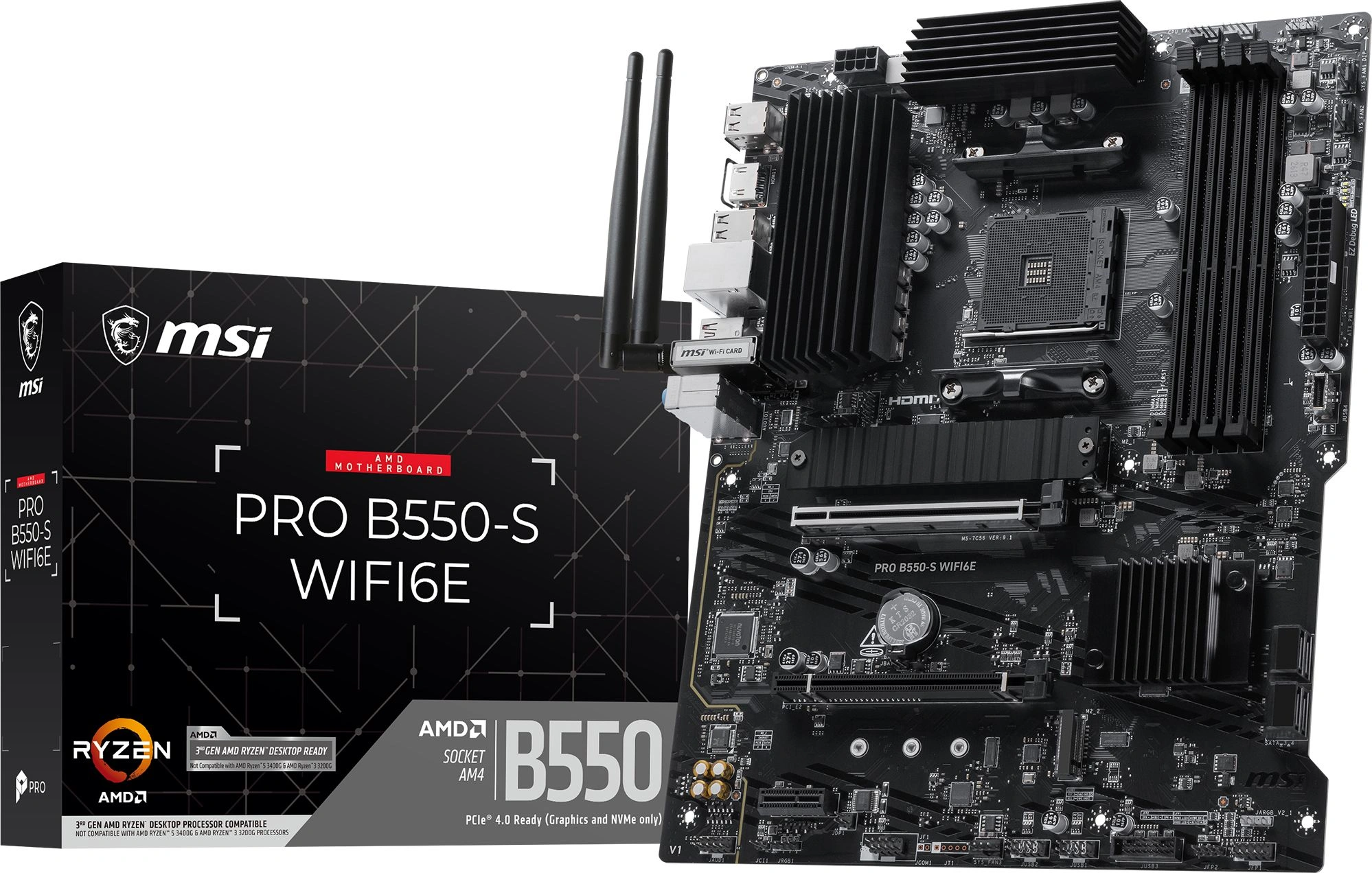 Материнская плата MSI PRO B550-S WIFI6E Soc-AM4 AMD B550 4xDDR4 ATX AC`97 8ch(7.1) GbLAN RAID+HDMI — миниатюра 6