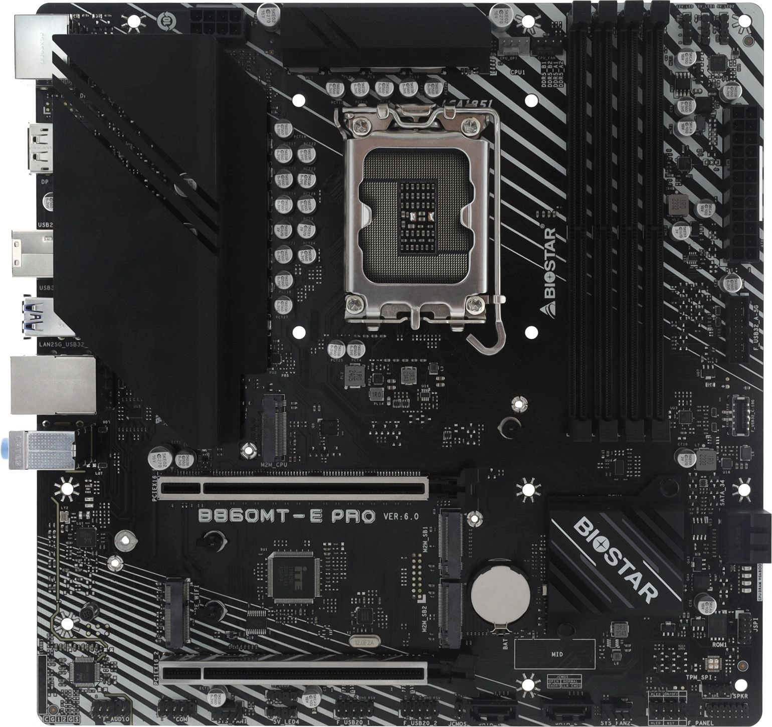 Материнская плата Biostar B860MT-E PRO Soc-1851 Intel B860 4xDDR5 mATX AC`97 8ch(7.1) 2.5Gg RAID+HDMI+DP — миниатюра 5