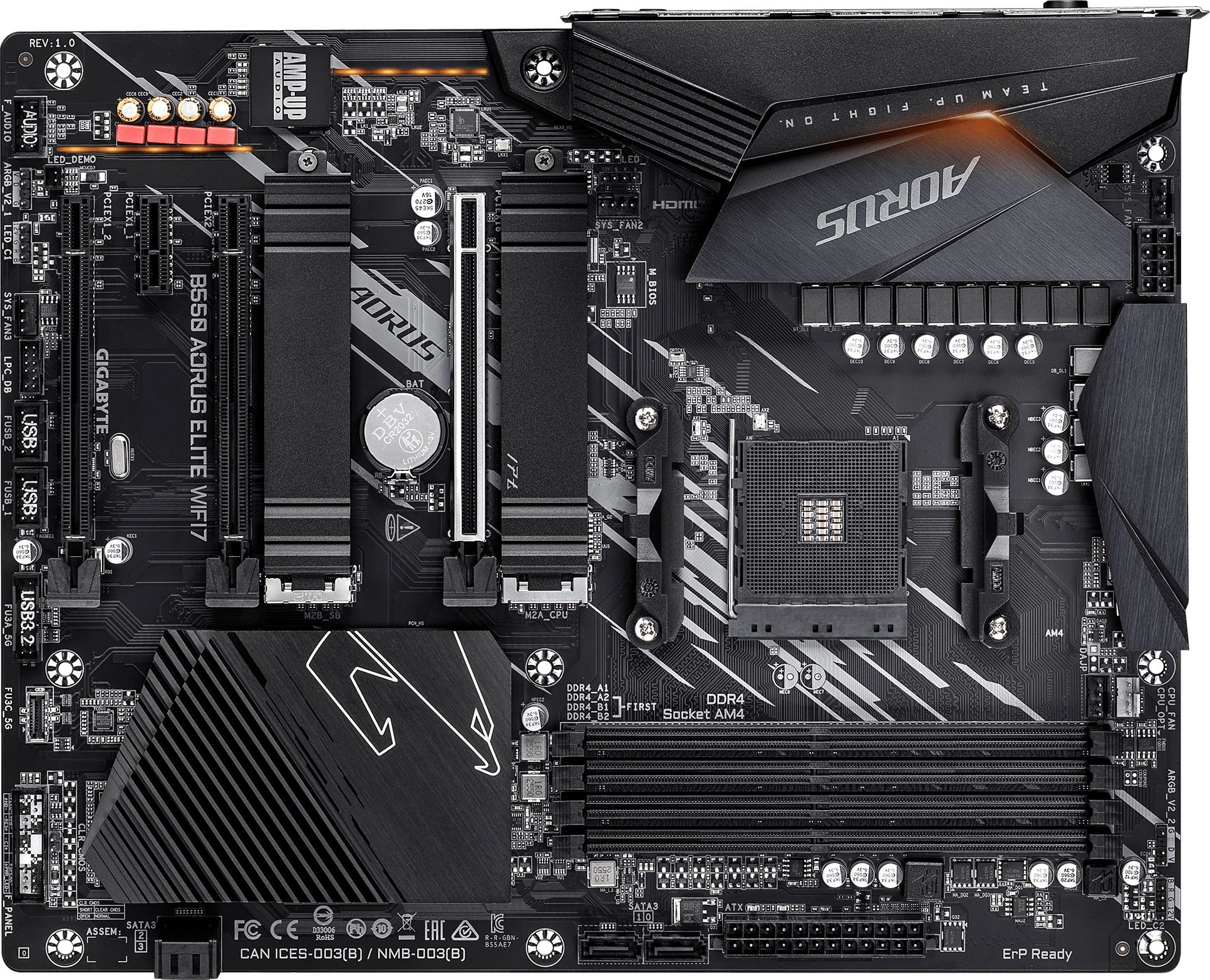 Материнская плата Gigabyte B550 AORUS ELITE WIFI7, AM4, B550, 4×DDR4, ATX