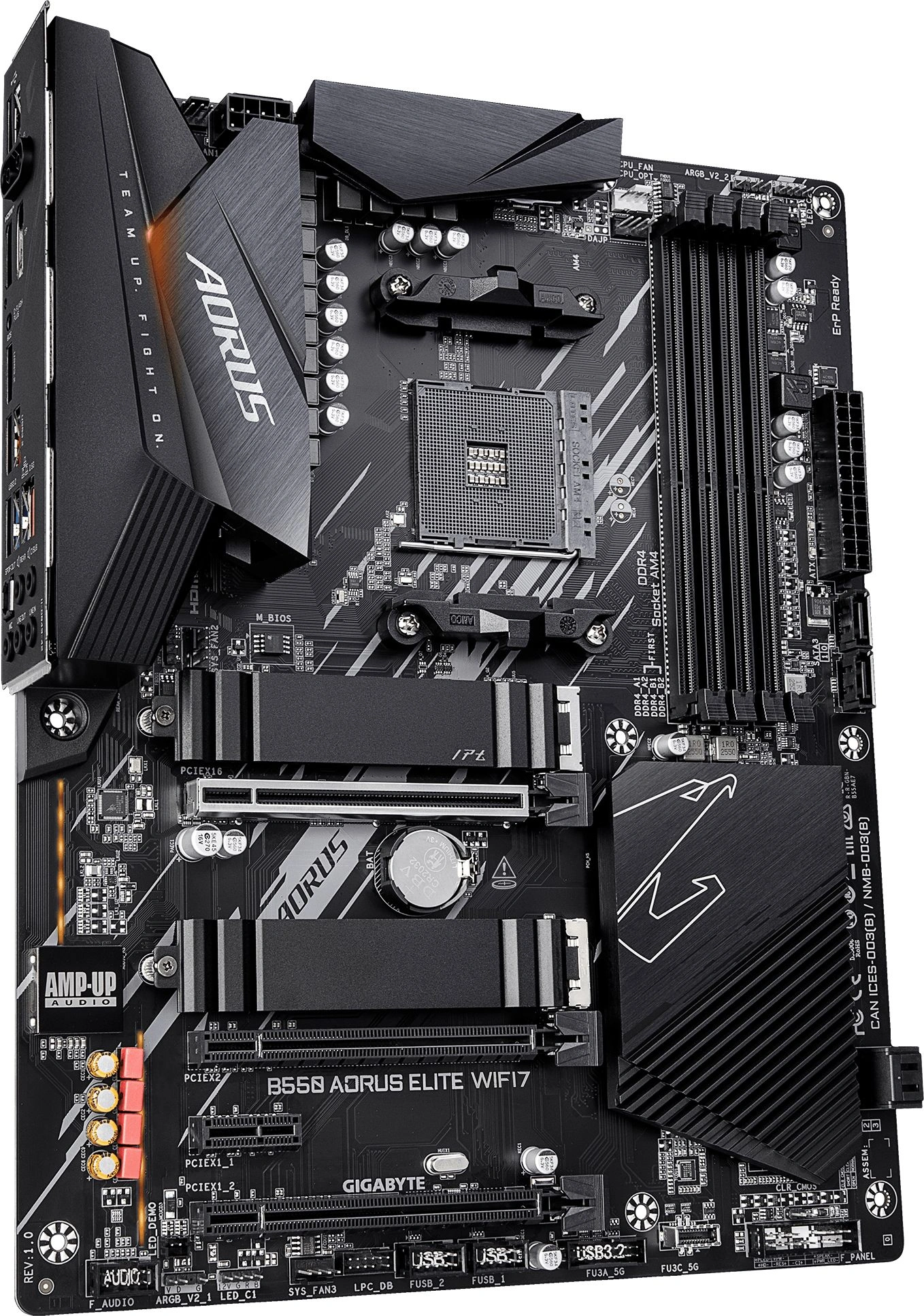 Материнская плата Gigabyte B550 AORUS ELITE WIFI7 Soc-AM4 AMD B550 4xDDR4 ATX AC`97 8ch(7.1) 2.5Gg RAID+HDMI+DP — миниатюра 4