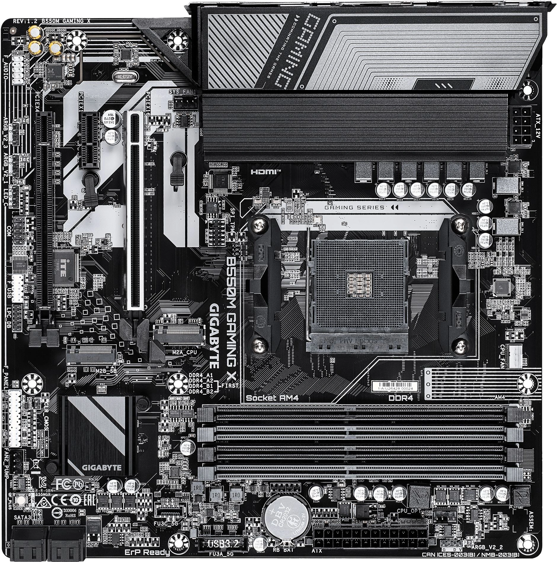 Материнская плата Gigabyte B550M GAMING X Soc-AM4 AMD B550 4xDDR4 mATX AC`97 8ch(7.1) GbLAN RAID+HDMI+DP — фото 1