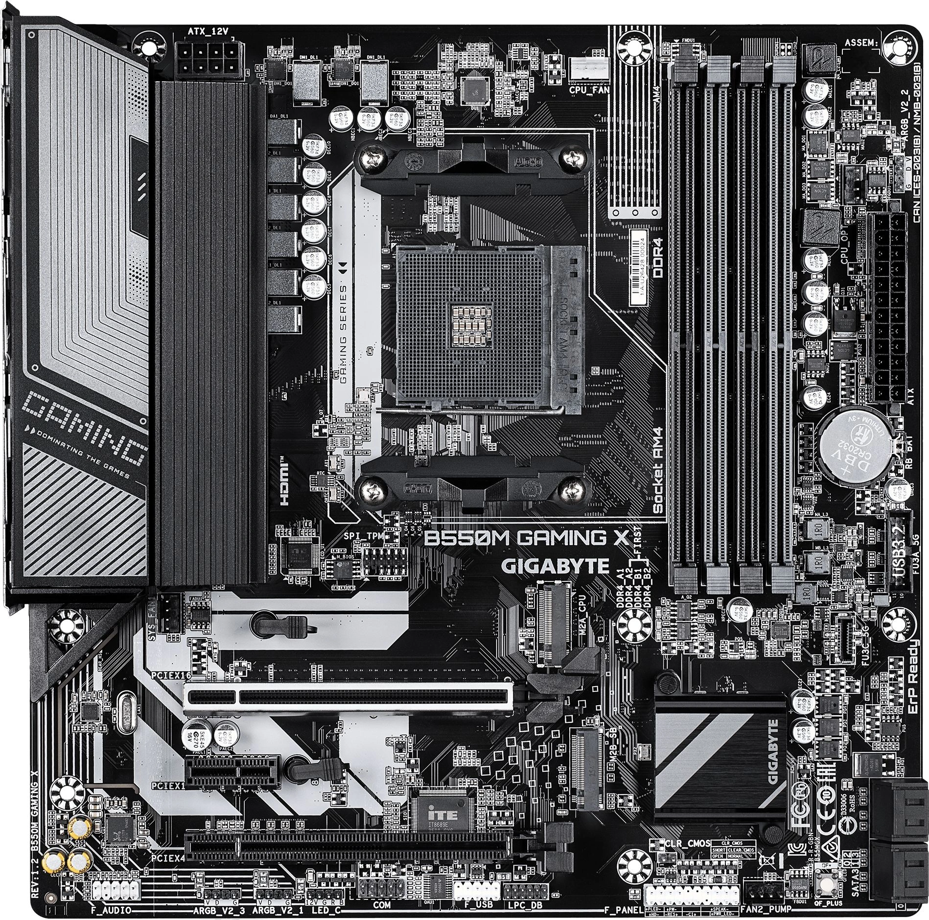 Материнская плата Gigabyte B550M GAMING X Soc-AM4 AMD B550 4xDDR4 mATX AC`97 8ch(7.1) GbLAN RAID+HDMI+DP — миниатюра 3