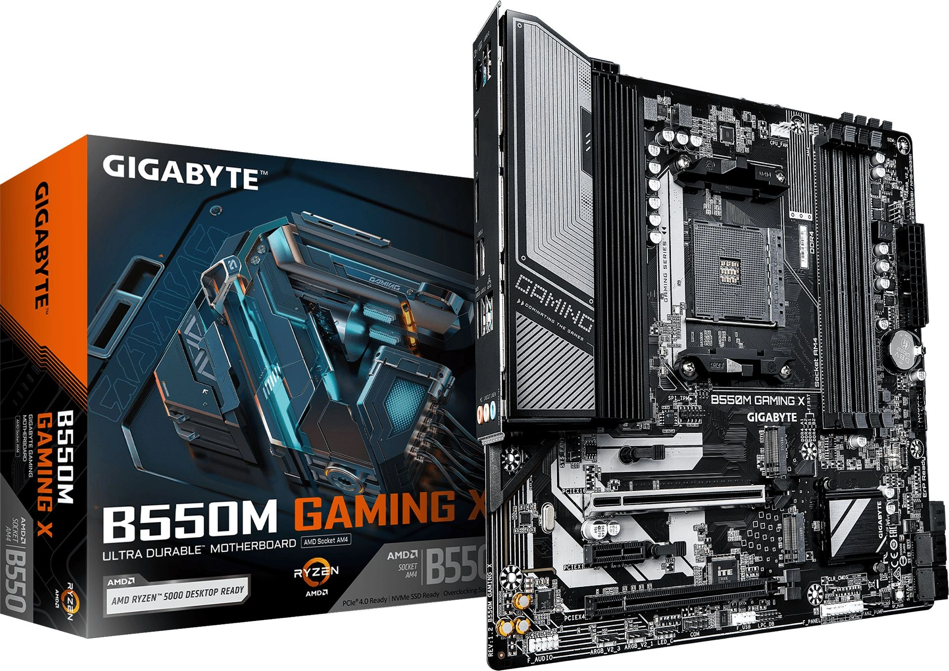 Материнская плата Gigabyte B550M GAMING X Soc-AM4 AMD B550 4xDDR4 mATX AC`97 8ch(7.1) GbLAN RAID+HDMI+DP — миниатюра 2