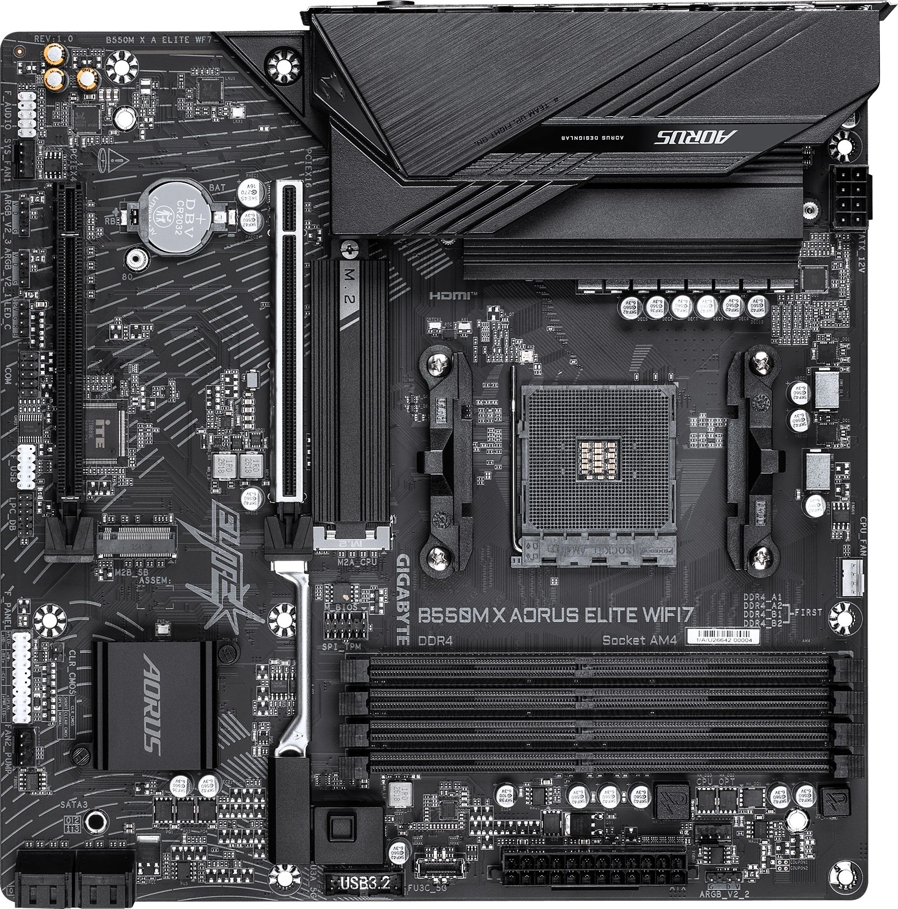 Материнская плата Gigabyte B550M X A ELITE WF7 Soc-AM4 AMD B550 4xDDR4 mATX AC`97 8ch(7.1) 2.5Gg RAID+HDMI+DP — фото 1