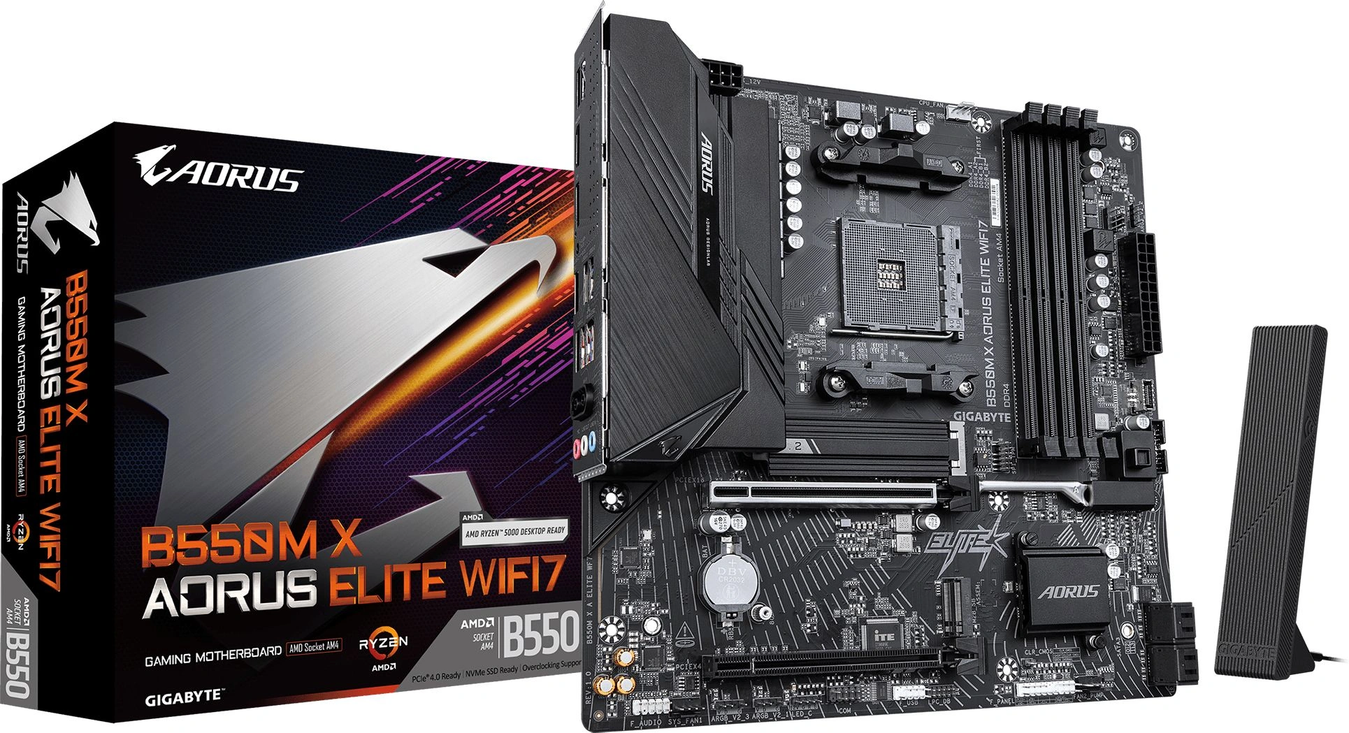 Материнская плата Gigabyte B550M X A ELITE WF7 Soc-AM4 AMD B550 4xDDR4 mATX AC`97 8ch(7.1) 2.5Gg RAID+HDMI+DP — миниатюра 2