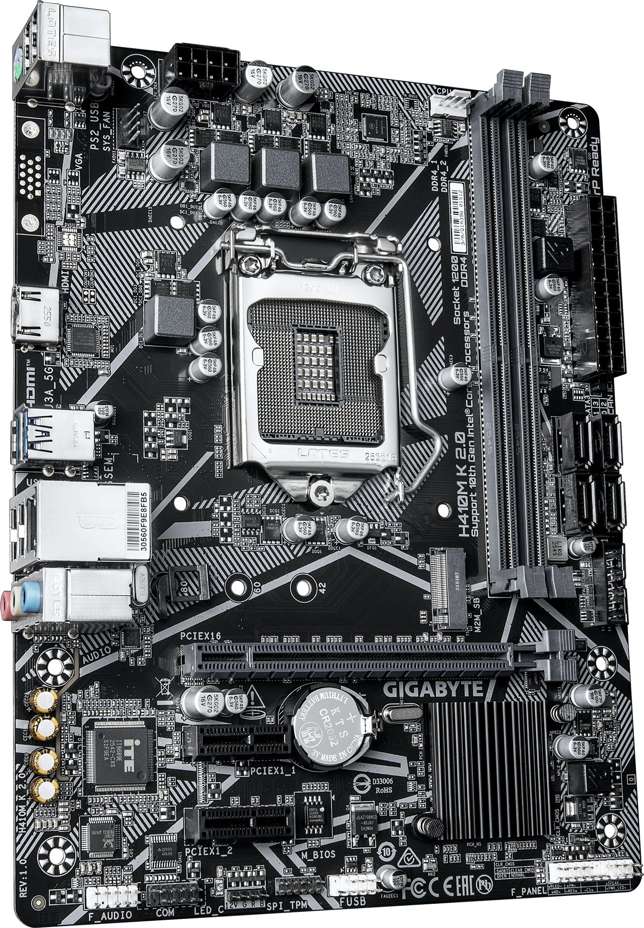 Материнская плата Gigabyte H410M K 2.0 Soc-1200 Intel H410 2xDDR4 mATX AC`97 8ch(7.1) GbLAN+HDMI — миниатюра 4