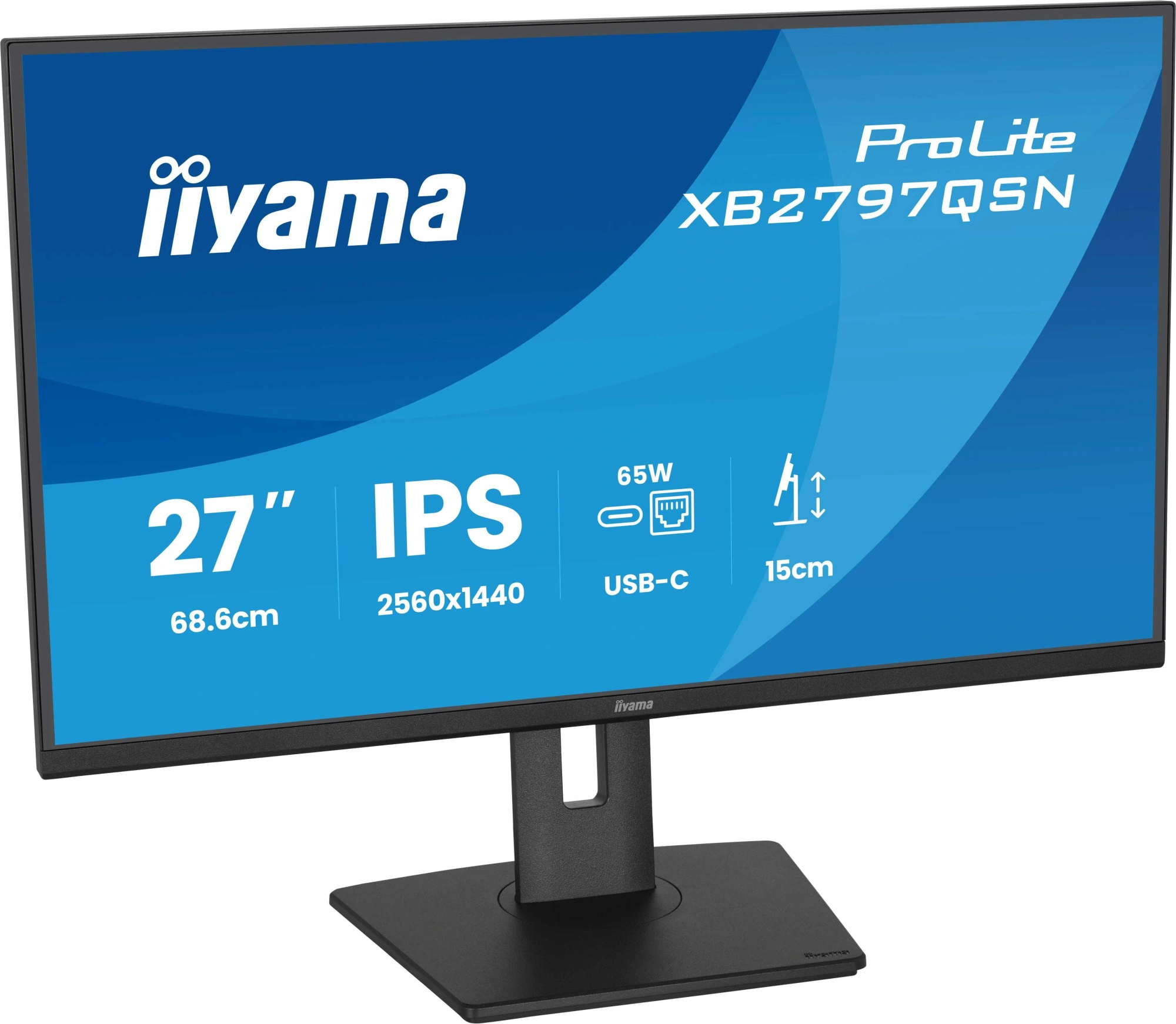 Монитор Iiyama 27" ProLite XB2797QSN-B1 черный IPS LED 16:9 HDMI M/M матовая HAS Piv 350cd 178гр/178гр 2560x1440 75Hz DP Quad 2K (1440p) USB 5.8кг — миниатюра 4