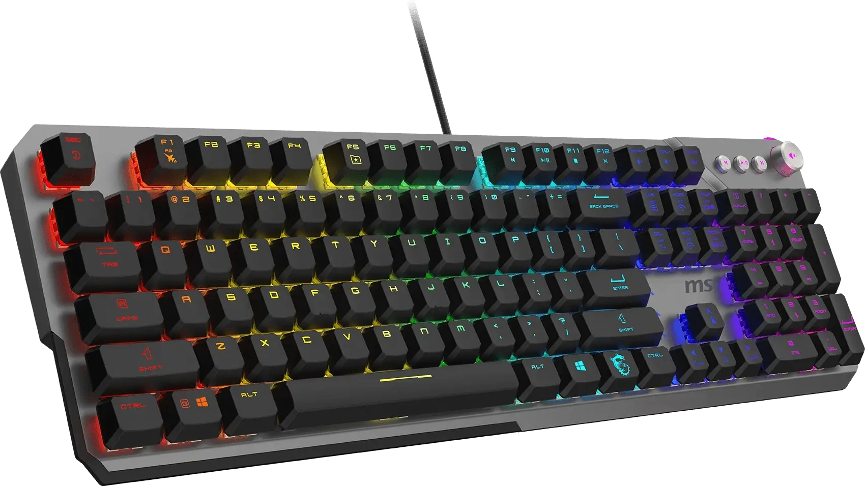 Клавиатура MSI Strike 600 V2 механическая черный USB Multimedia for gamer LED (S11-04RU261-CLA) кабель 1.8м — миниатюра 3
